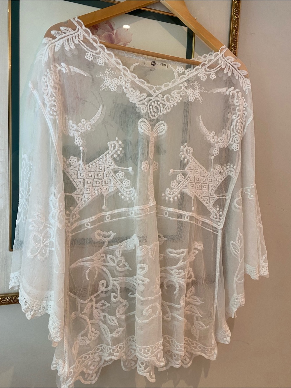 White Embroidered Sheer Tunic - Cupshe